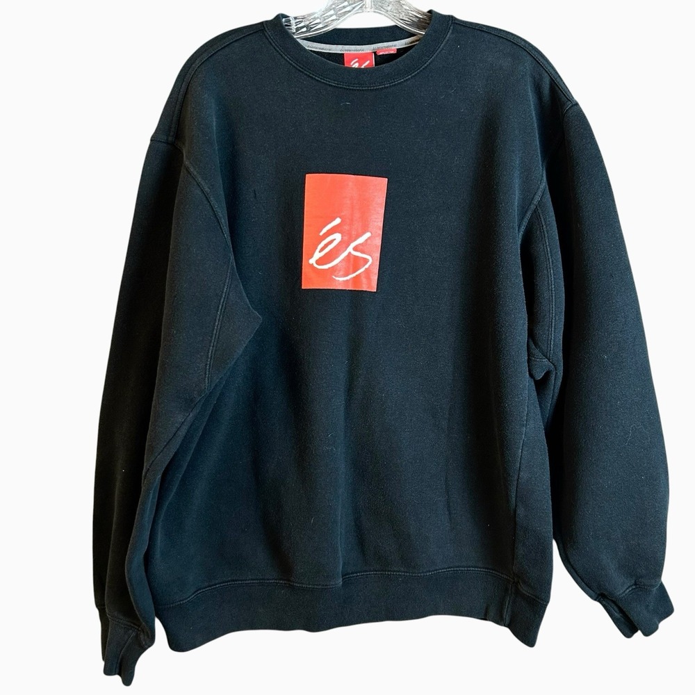 ES Skateboarding Y2K Crewneck Black Mens Medium Streetwear Sweatshirt Skater